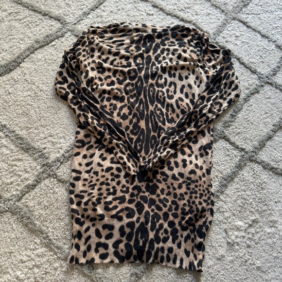 Leopard cheetah print sweater cardigan Express blouse button brown black small - Picture 7 of 7